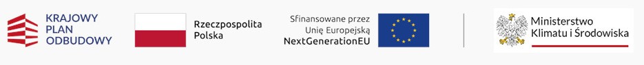 Zdjęcie przedstawia logotypy projektu i Unii Europejskiej oraz Krajowego Planu Odbudowy